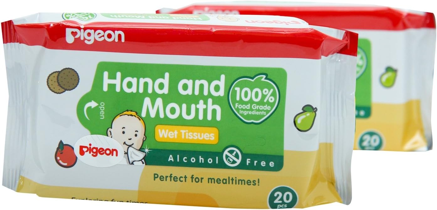 Baby Wipes,pigeon Baby Wipes Hand and Mouth Size 20 Sheets X 2 Packs