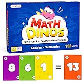 rokt&razo, Math Dinos, Math Card Game for Kids 5+, 8+, Fast-Paced Addition, Subtraction, Multiplication & Division, Adjustable Difficulty, Perfect for Homeschool, STEM Study Aid, Teaching Tools