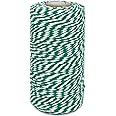 Cotton Twine Green and White Baker String 2mm Thick 328 Feet Christmas Twine for Gift Wrapping DIY Crafts Home Decoration Gar
