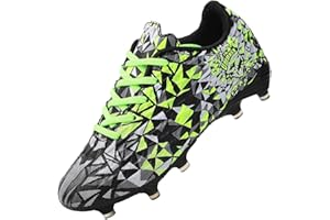 UMUERX Kids Soccer Cleats Girls Boys Outdoor Indoor Football Shoes Trainning Shoes Lace up Firm Ground Athletic Turf Shoes Green