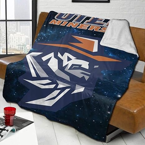 Amazon Com College Team Logo Utep Miners Throw Size Fleece Blanket All Season Lightweight Plush Microfiber Blankets For Bed Couch Or Travel 80 X60 Home Kitchen
