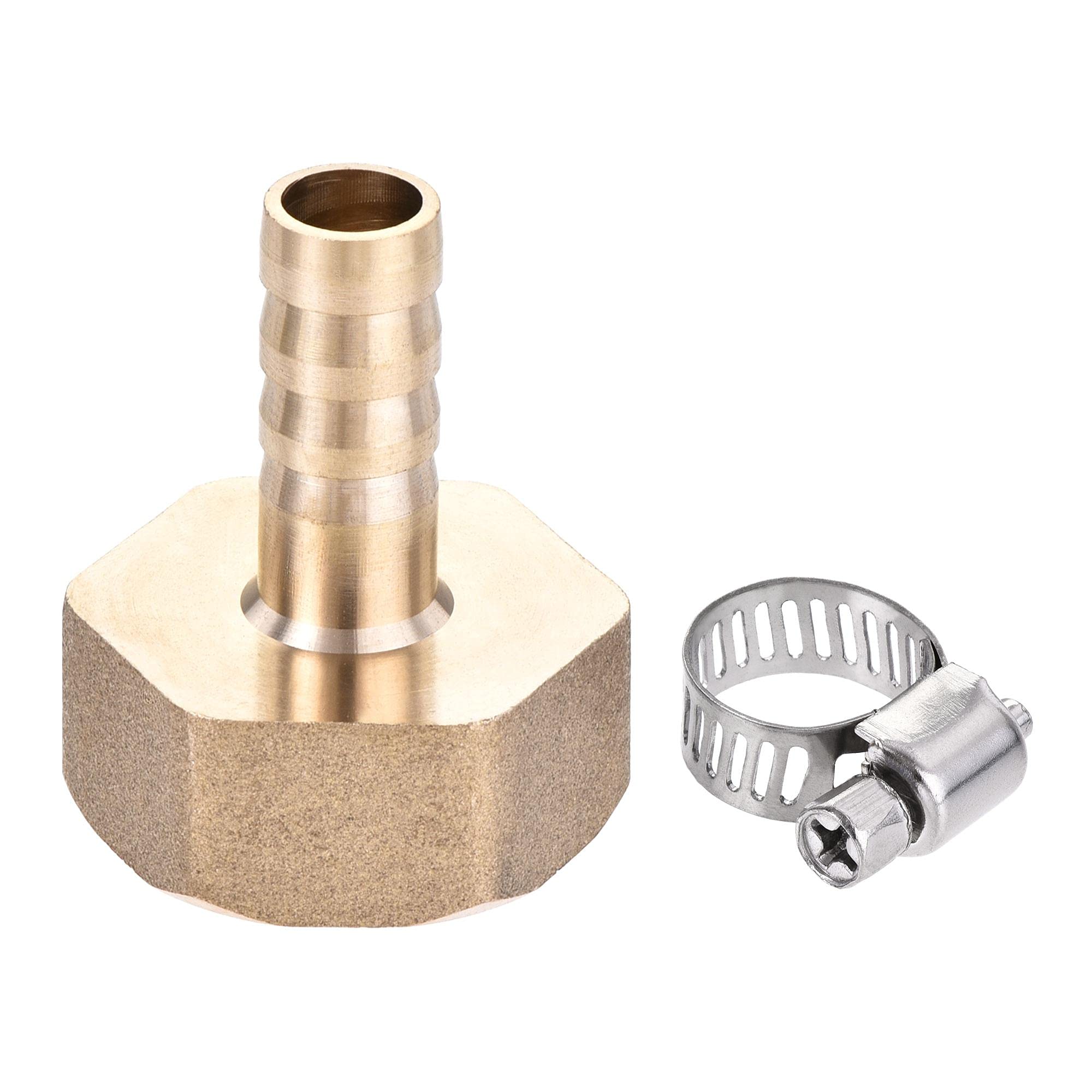 sourcing map Brass Barb Hose Fitting Connector Adapter 10mm Barbed x G3/4 Female Pipe with Hose Clamp and Washer