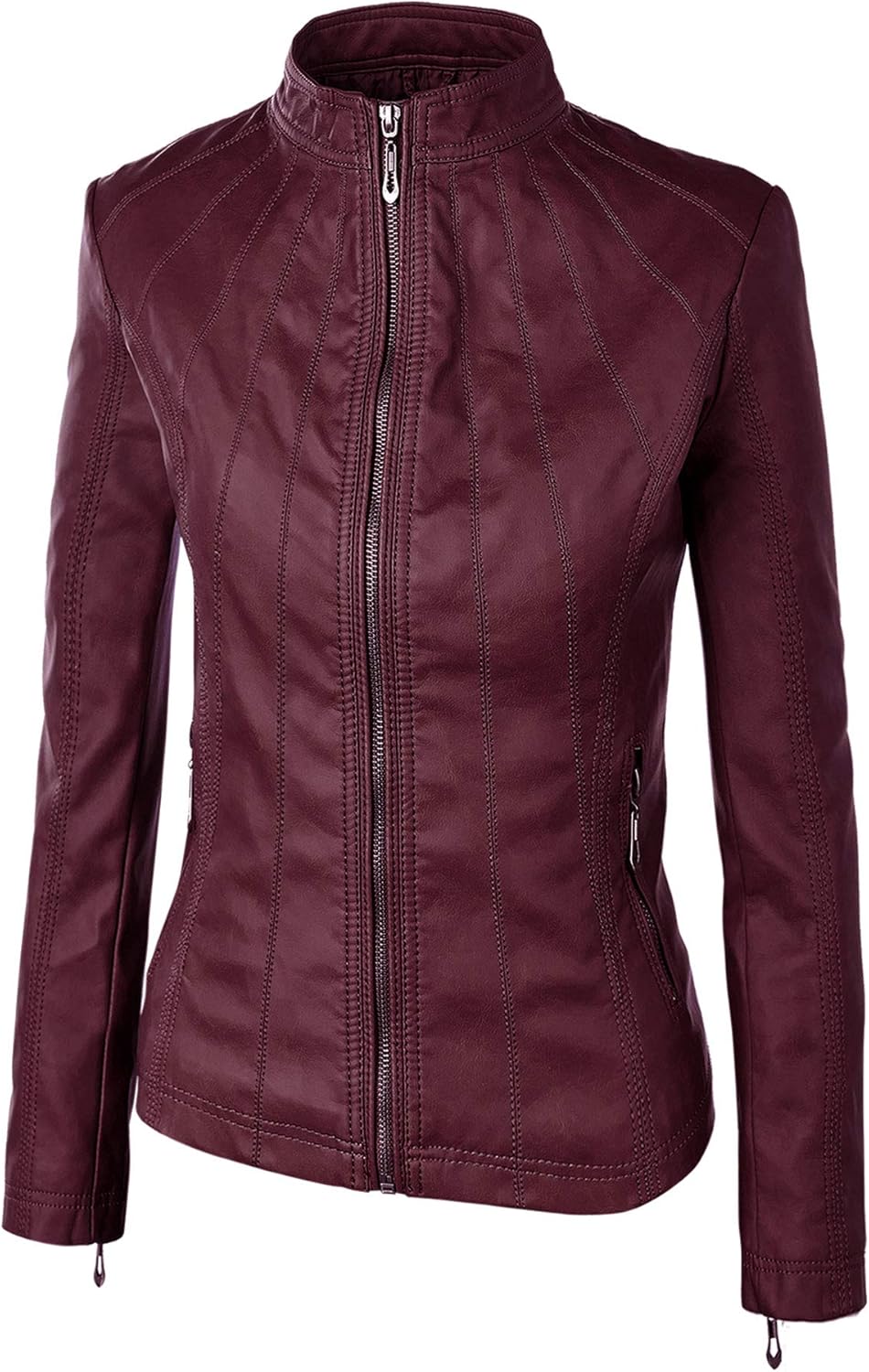 Lock and Love Women's Removable Hooded Faux Leather Moto Biker Jacket (XS~2XL) at  Women's Coats Shop