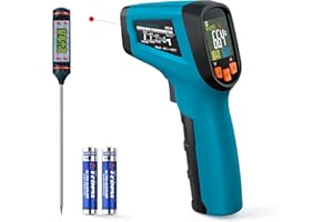 Tilswall Infrared Thermometer Gun, Laser Temperature Gun, -50°C~600°C (-58F~1112F) with Adjustable Emissivity, for Cooking/Pi