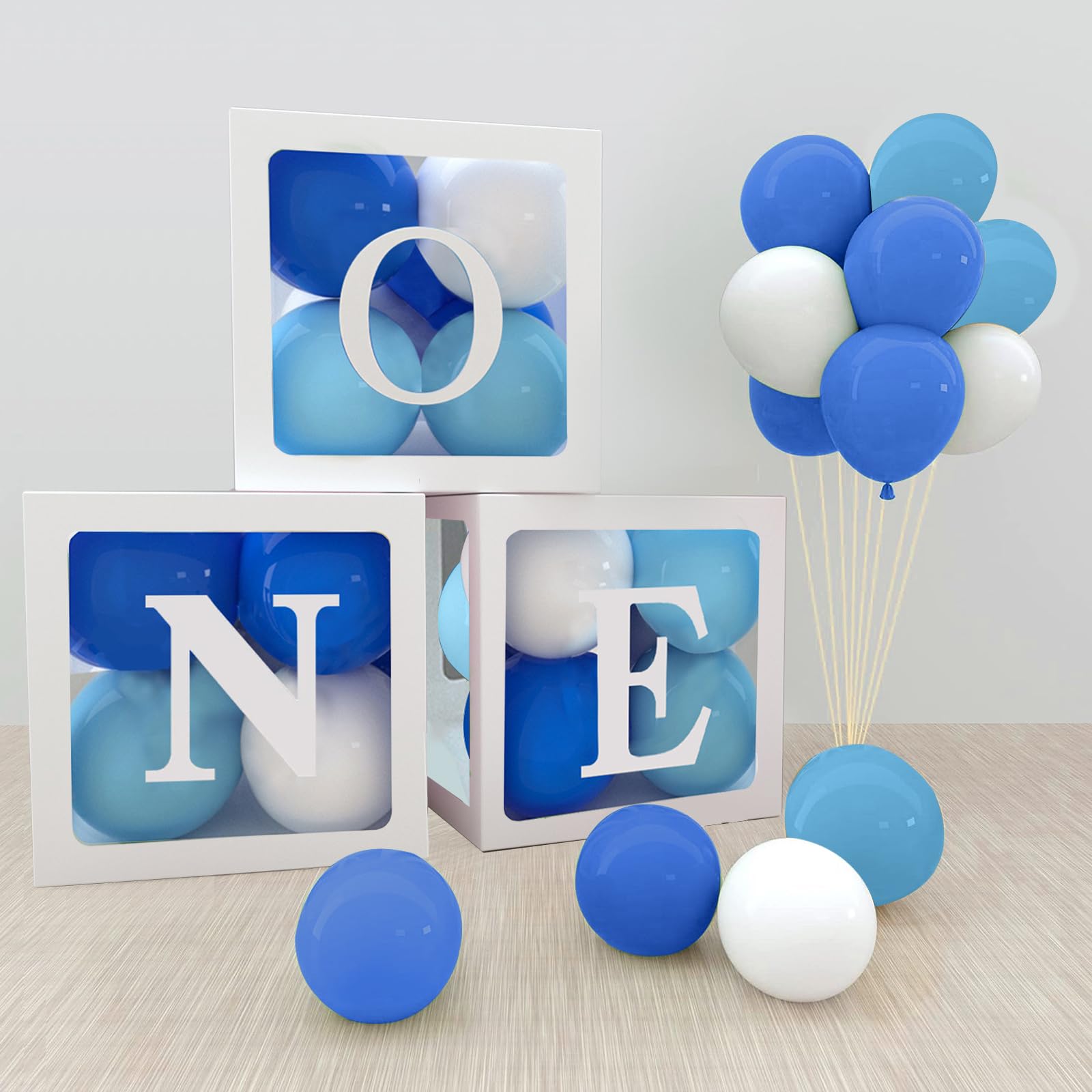 1st Birthday Party Decorations - Balloon Boxes with ONE Letters, Balloon Boxes ONE, For Boy or Girl, 3pcs