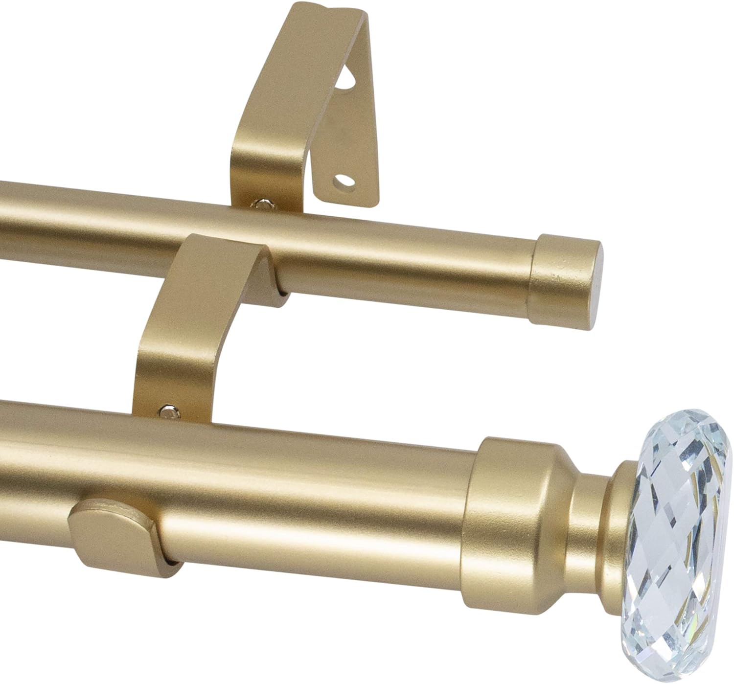 MERIVILLE 1-Inch Diameter Double Window Treatment Curtain Rod, Cut Crystal Finial, 28-inch to 48-inch Adjustable, Royal Gold: Home & Kitchen