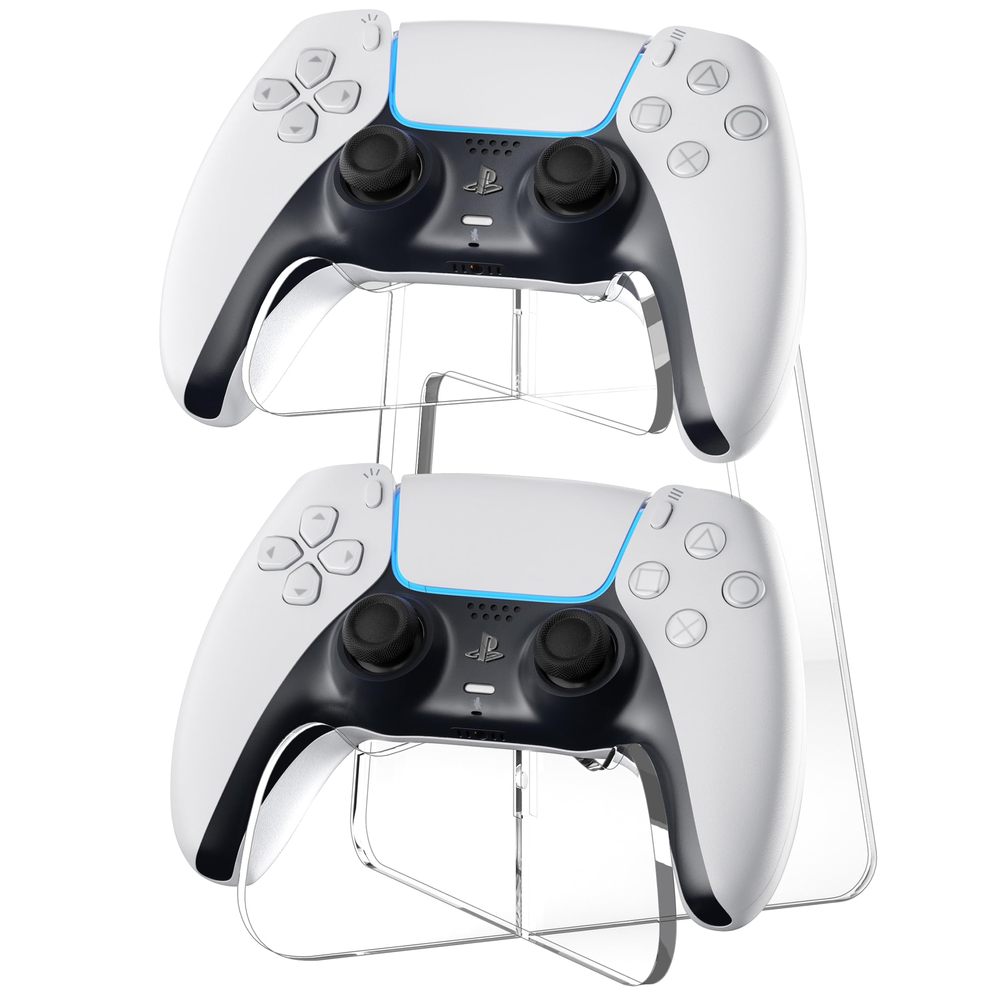 Photo 1 of AFOOYO Dual Controller Holder Gaming Accessories, Suitable for Almost All Controllers, Controller Stand for Playstation 5 (PS5) for Desk Display and Organizer(Transparent)