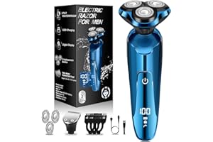 HANDSOMEFACE Electric Razor for Men, Mens Shaver for Wet Dry Beard/Sideburns/, Cordless Electric Shavers for Men Floating Head Replaceable Blades, IPX7 Waterproof Travel Kit