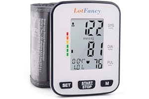 LotFancy Wrist Blood Pressure Monitor for Home Use, Automatic Blood Pressure Machine Adjustable Wrist Cuff 5.3”-8.5” Digital BP Machine with LCD Display, 120 Memory, 2 User, with Carrying Case