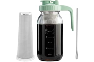 MIRADEXIC Cold Brew Coffee Maker with V-shaped Lid, 64oz Iced Coffee Maker with Stainless Steel Filter, BPA Free Sturdy Cold Brew Pitcher for Coffee, Iced Tea, Sun Tea, Lemonade
