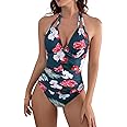 B2prity Women's Slimming One Piece Swimsuits Tummy Control Bathing Suit Halter Swimwear for Big Busted Curvy Woman
