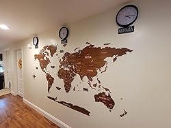 Multilayered 3D Wooden World Map, Travel Map with