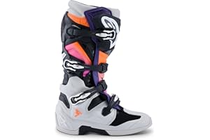 Alpinestars Tech 7 Boots 11, Black/Light Gray/Orange Fluo/Magenta