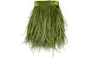 Happy feather 2 Yards 5-6inch Ostrich Feathers Trim Fringe for DIY Dress Sewing Crafts Costumes Decoration- Lime Green