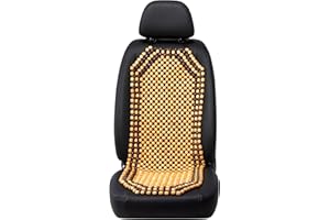 Road Comforts Wood Beaded Seat Cover Back Massage Cushion for Stress Free - Keeps Back from Getting Sweaty While Driving 1PC (Beige)
