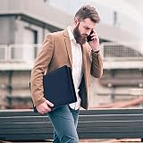 GraduatePro A4 Leather Zipped Portfolio Padfolio with Tablet Pocket Blue view 5