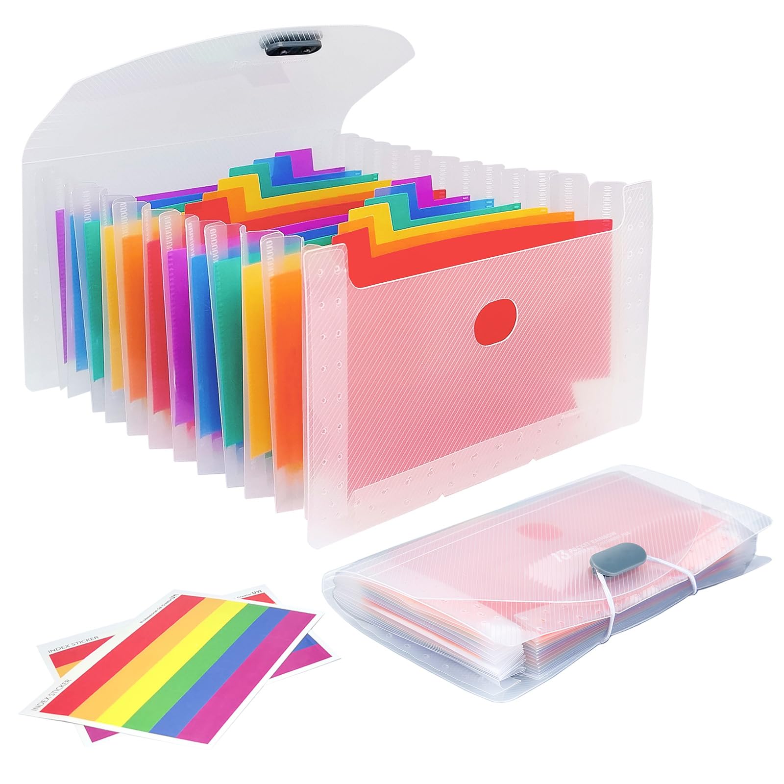 Photo 1 of 2 Pcs 13 Pockets A6 Expandable Accordion Folders/Rainbow Inserts and File Manager with Tabs/for Receipts, Taxes, Monthly Bills, Cards, Checks, Coupons, Vouchers, Change (Transparent ?2, A6)