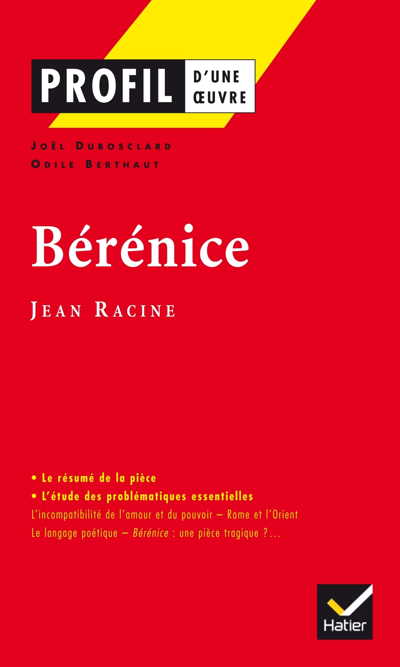 Profil D Une Oeuvre Berenice Racine Dubosclard Joel Amazon Fr Livres