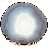 rockcloud 1 PC Gold Plated Edge Agate Slices Geode Stones,Place Card,Irregular Home Decoration Healing Crystals Collection 3-4"