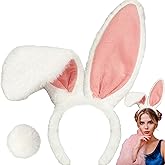 M&G House Easter Bunny Headband Bunny Ears Tail Rabbit Headband Cosplay Toy Plush Easter Gift