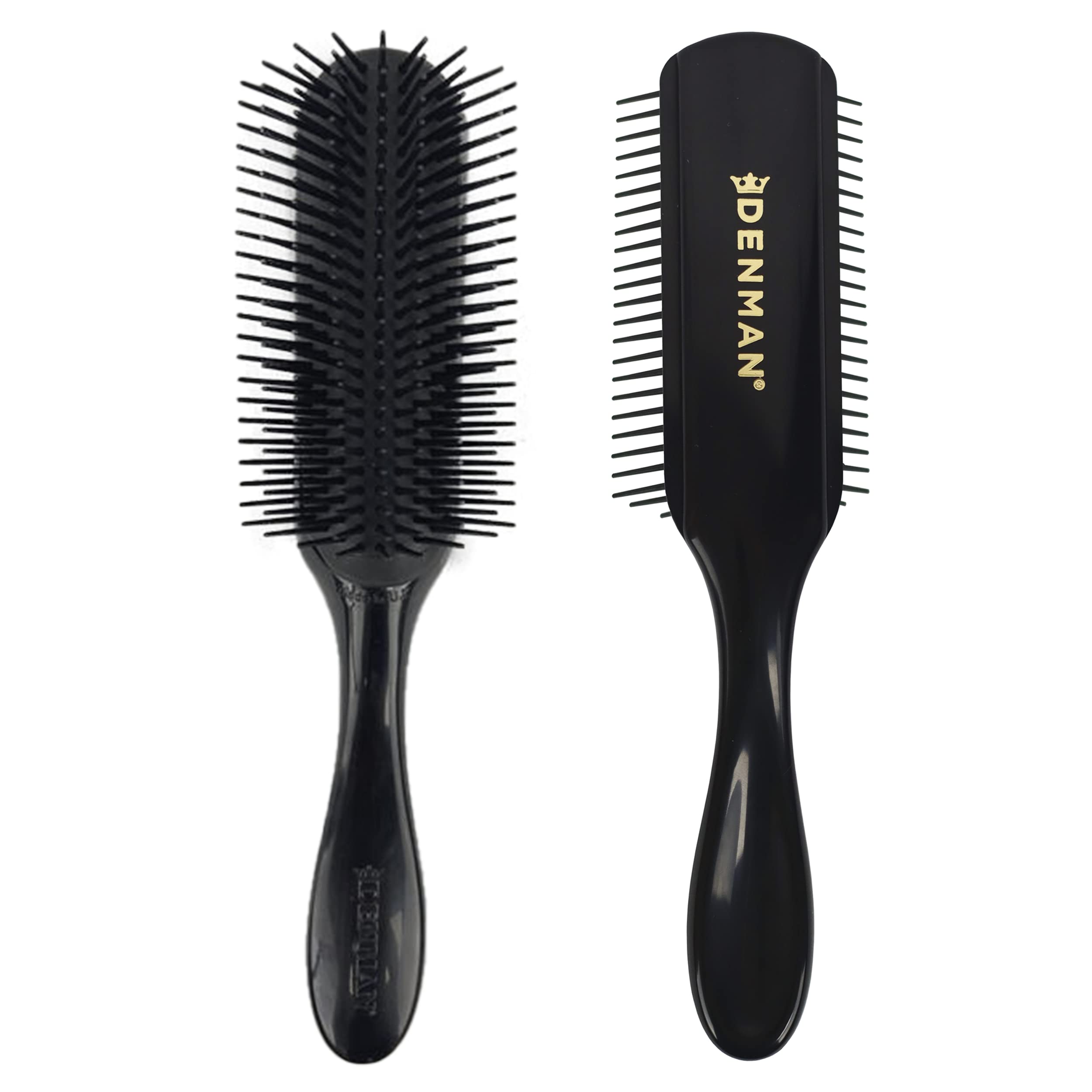 Denman D4 Original – 9‑Row Curl Defining & Detangling Brush for Smooth, Defined Curls – Precision Styling Brush for Curly or Straight Hair, All Black