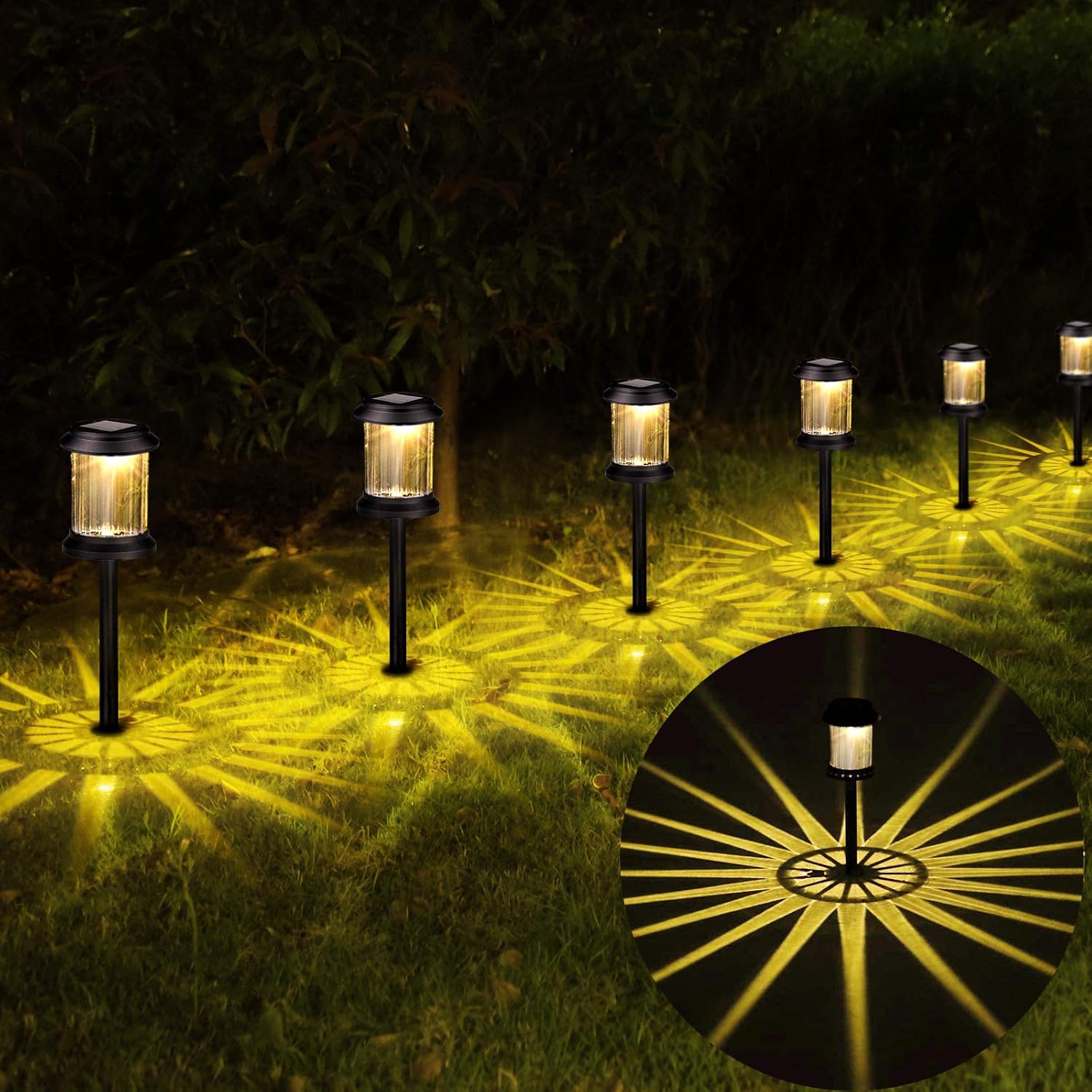 Solar Lights Outdoor Garden Decorative - 6Pack Solar Pathway Lights 2021New LED Outdoor Solar Powered Lights Waterproof Auto On/Off Landscape Yard Lighting for Patio Lawn Backyard Driveway Walkway
