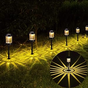 Solar Lights Outdoor Garden Decorative - 6Pack Solar Pathway Lights 2021New LED Outdoor Solar Powered Lights Waterproof Auto On/Off Landscape Yard Lighting for Patio Lawn Backyard Driveway Walkway