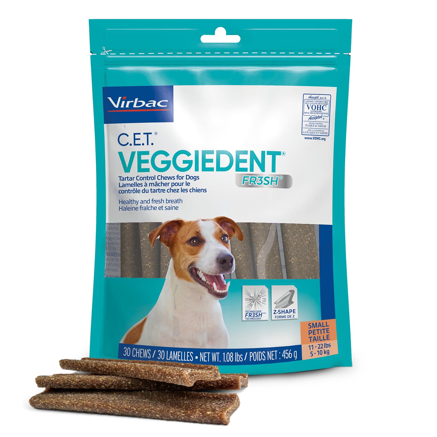 Photo 1 of EXP 05/2026 Virbac CET VEGGIEDENT FR3SH Tartar Control Chews for Dogs