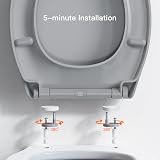 Pipishell Soft Close Toilet Seat with Quick Release Grey O Shape view 5