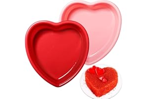 Webake Silicone Heart Shaped Cake Pans, 6 Inch Nonstick Heart Cake Pan Valentine's Day Baking Heart Cake Mold, Pack of 2