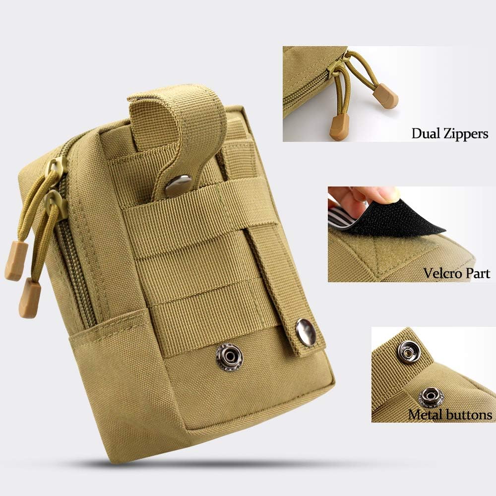 Monoki Molle Pouches, 2 Pack Tactical Waist Bag Water-Resistant EDC Small Pouch Bags with D-Ring Hooks : Sports & Outdoors