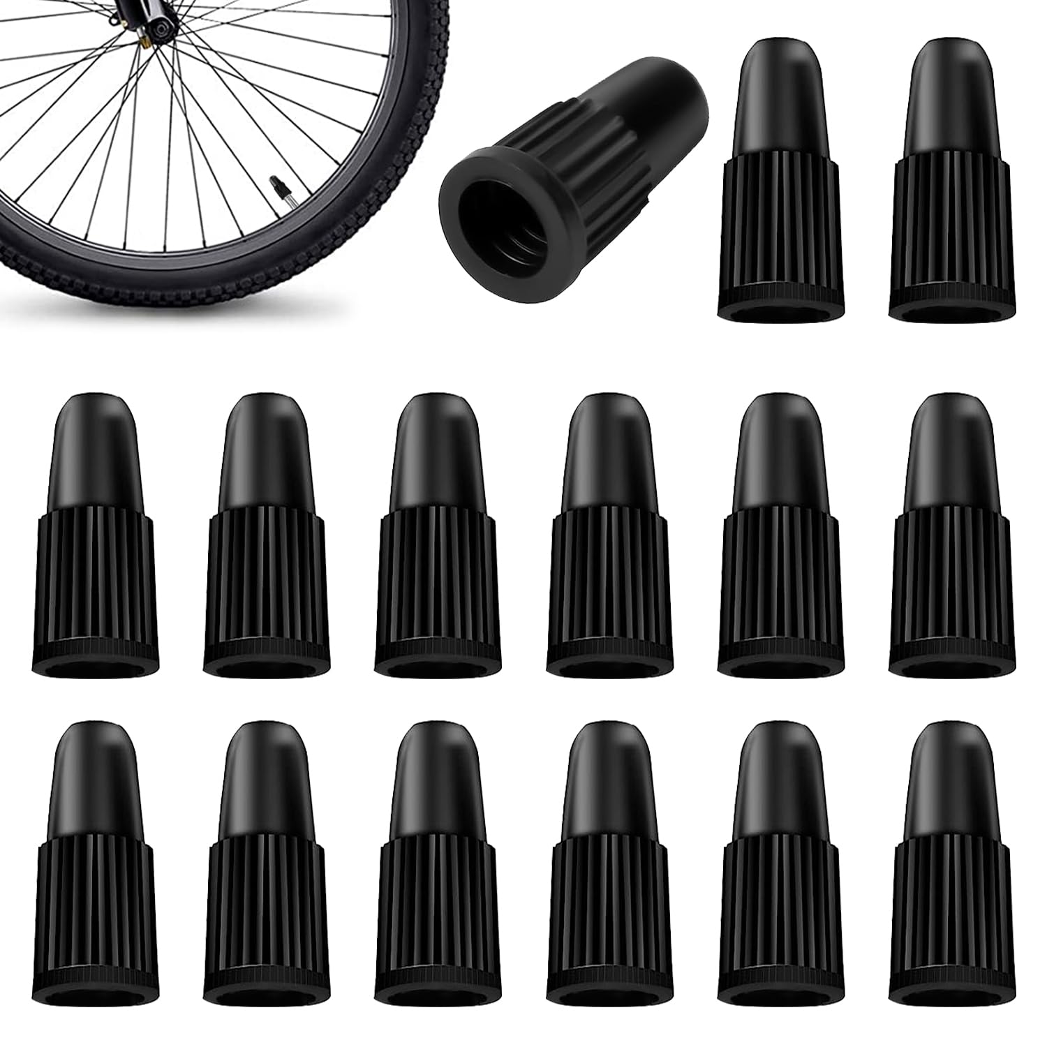 Bicycle Presta Valve Cap, Pack of 15 Black Bicycle Valve Caps French Valve Tyre Valve Bicycle Dust Caps Air Valve Cap Bicycle Tyre for Road Bike Mountain Bike Valve Cover