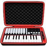 LTGEM Case for Akai Professional MPK Mini MK3-25 Key/APC Key 25 MK2-25-Key USB MIDI Keyboard Controller, Hard Travel Carrying Storage Bag - Black+Red(Case Only)