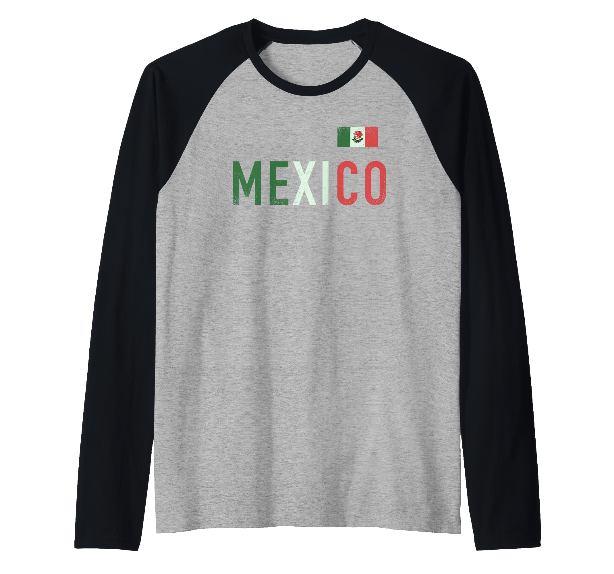 Trendy Mexico Text Raglan Baseball Tee