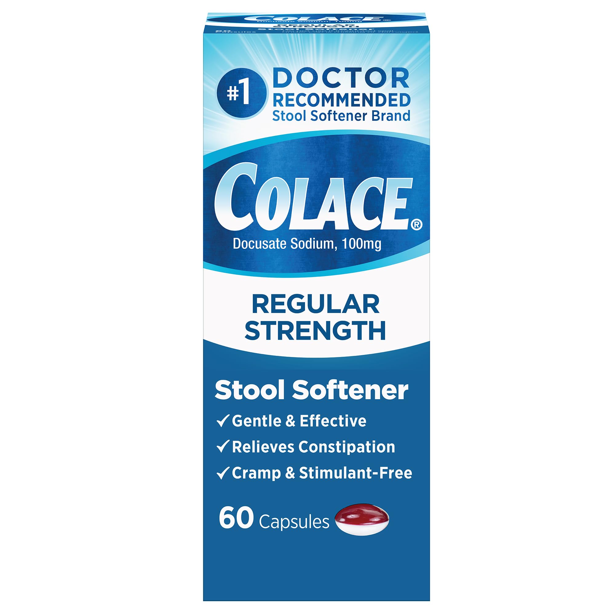 Colace Regular Strength Stool Softener 100 mg