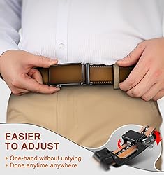 KEMISANT Men Belt 2 Pack, Leather Ratchet Belt Easy