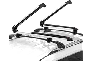 FLYCLE Ski & Snowboard Rack for Car Roof with Sliding Extension, Lockable Ski Racks Fits 6 Pairs Skis or 4 Snowboards, Universal for All Types of Cross Bars- Silver