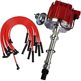 HEI Distributor with Spark Plug Wires Replacement for Chevy SBC 350 BBC 454 | Ignition Combo Kit, 10.5mm, Silicone