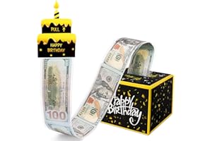 IWERP Birthday Money Pull Box - Money Box for Cash Gift Pull- Fun Money Gift Ideas, Perfect Cash Birthday Gifts for Kids, Her, Wife, Mom, Girls, Daughter, Women, and Men - Black