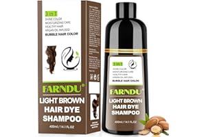 FARNDU Light Brown Hair Dye Shampoo for Women Men, Gray Hair Coverage Semi-Permanent Hair Color Shampoo with Natural Herbal Ingredients
