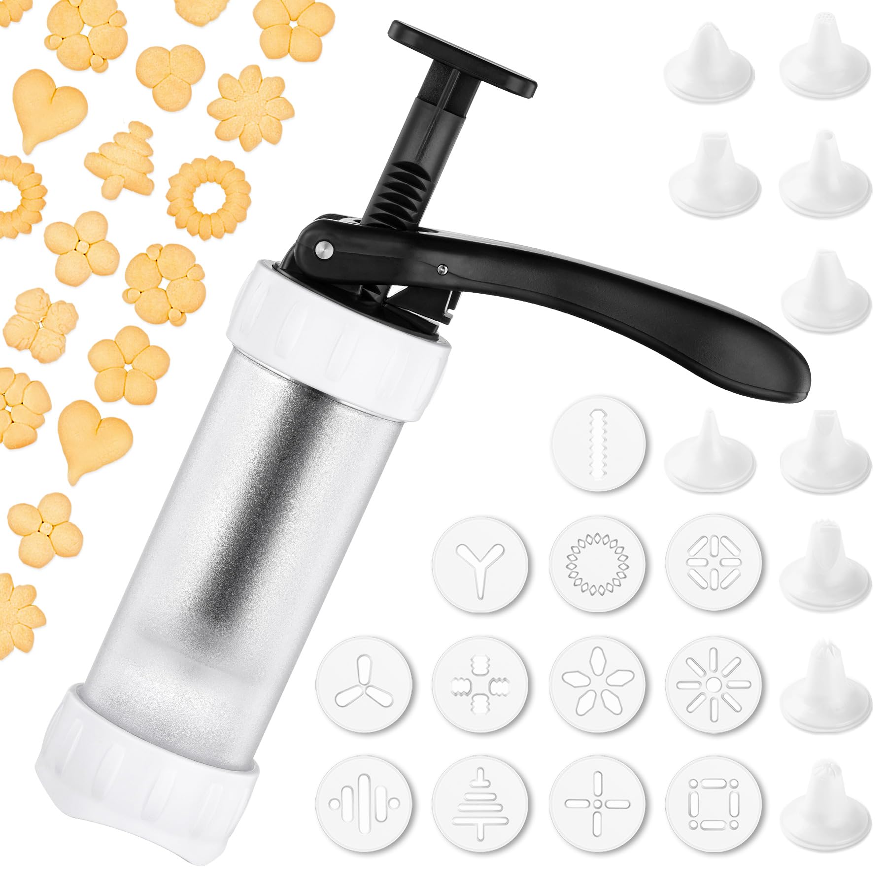 Photo 1 of **CRACK IN TUBE-SEE PIC**Cookie Press Set, Churro Maker with 12 Discs and 10 Cake Decorating Tips, Cookie Press for Biscuit and Churro, White