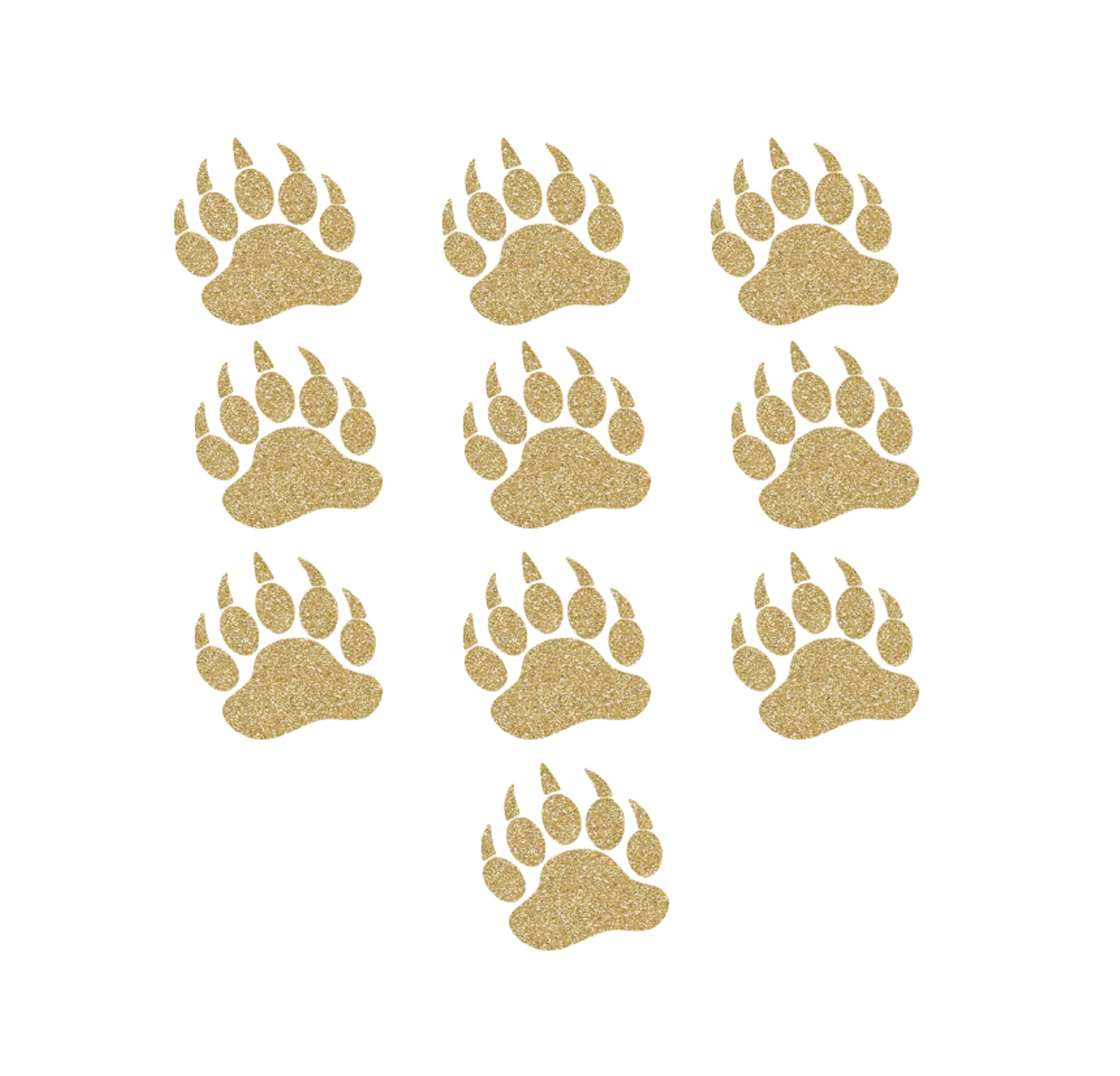 Photo 1 of 10 Mini Bear Paw Iron On Decals, Grizzly Bear Paws & Claws, Animal Heat Transfer, School Spirit Decal, Mini Paw Claws (Champagne Glitter)