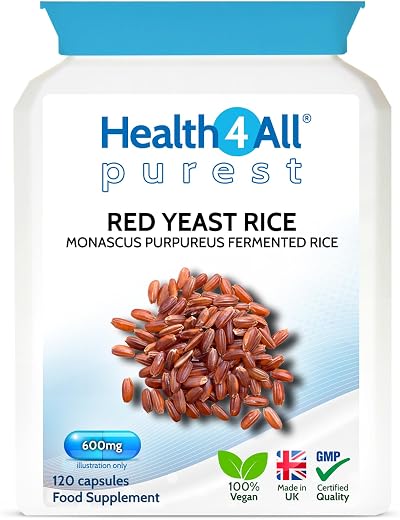 Health4All Red Yeast Rice 600mg 120 Capsules Cholesterol Support UK Made