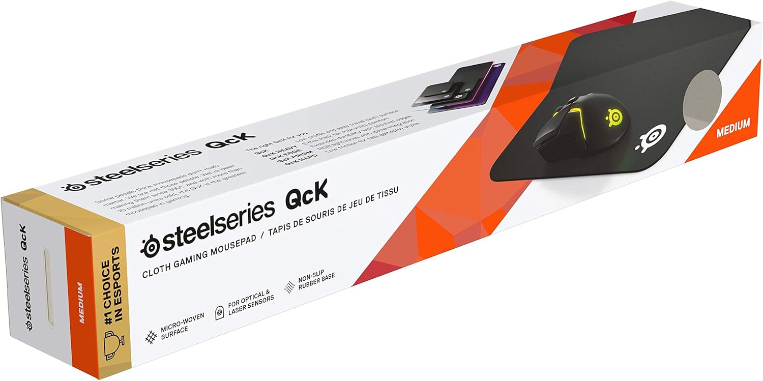 SteelSeries QcK Gaming Surface - Medium Cloth - Best Selling Mouse Pad of All Time - Optimized For Gaming Sensors - Maximum Control, Black: Electronics
