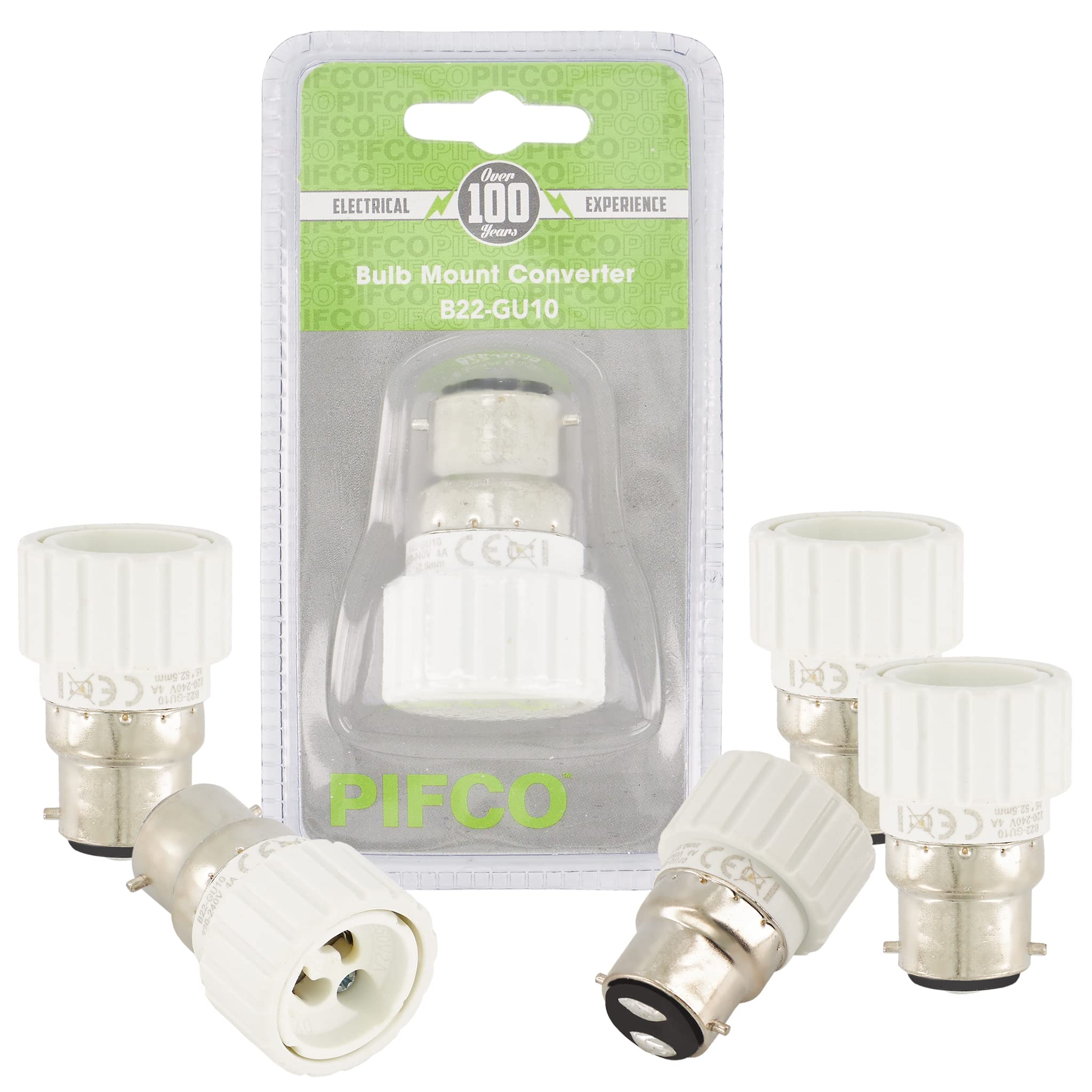 Bravich PIFCO Brass Bulb Mount Converter B22 to GU10 Pack of 6 (6)