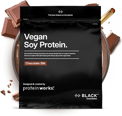 Protein Works Vegan Soy Protein BLACK Chocolate Silk 1kg 27g per 30g