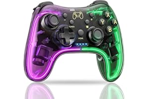 ELISWEEN Switch Controller for Nintendo Switch/OLED/Lite, Replacement for Nintendo Switch Pro Controller Support PC & Android/iOS with Cool RGB LED, Wireless Switch Controller with Turbo,Vibration