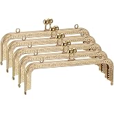 uxcell Metal Purse Frames - 8.07" 5Pcs Kiss Lock Clasp Frame Rectangle Embossed Clutch Frame Handles for Coin Purse Sewing Bag Making DIY Craft, Gold Tone