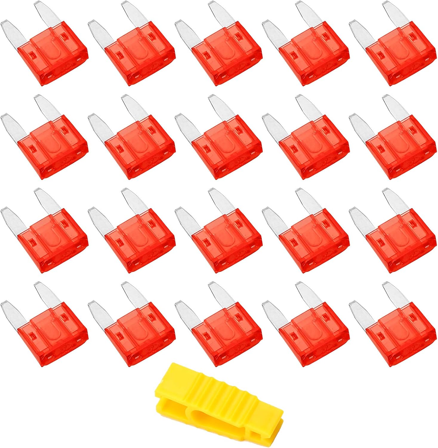 Bolatus 20Pcs Car Fuses 10A Mini Blade Fuses Automotive Replacement Fuse for Caravan Motorcycle Truck RV + Fuse Puller
