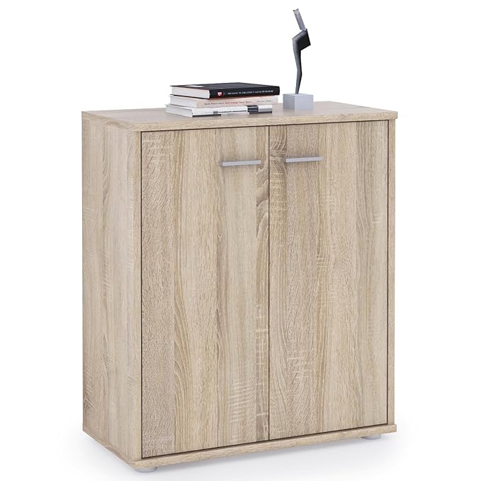 CARO-Möbel Kommode Sideboard Schrank Tommy in Sonoma Eiche, Anrichte mit 2 Türen inklusive Einlegeboden